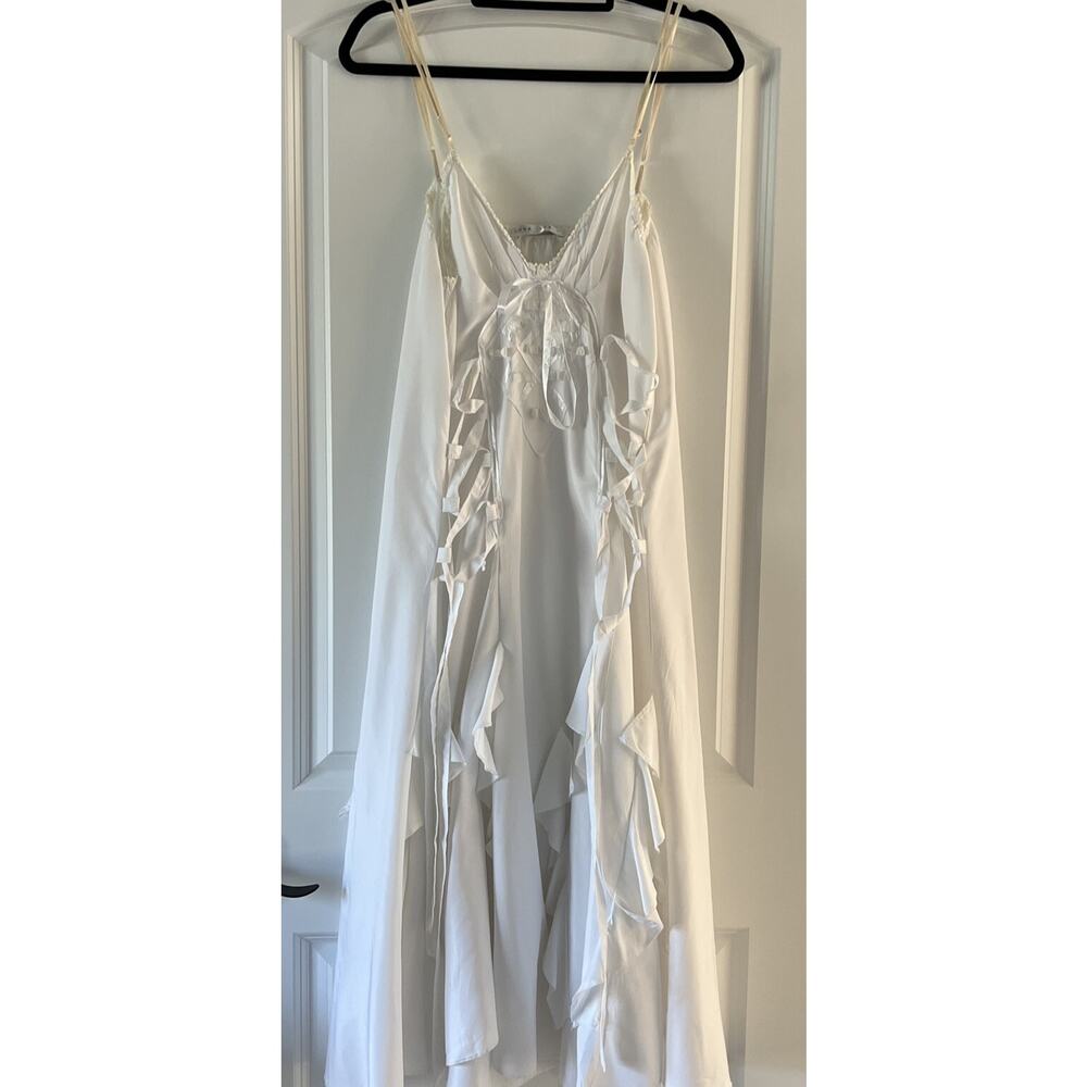 Luna Luz Dress Laces Up Asymmetrical Hem Dress Size Medium White Sleeveless Goth